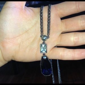 Givenchy Pewter Chain Necklace with Purple Stone